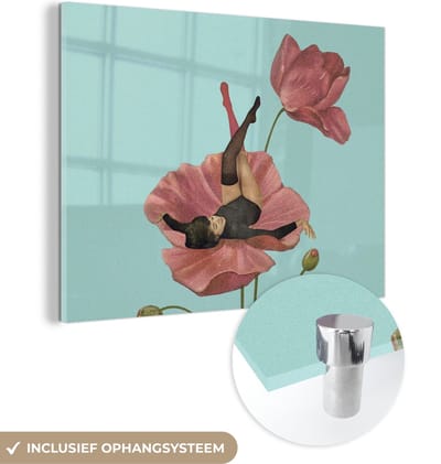 MuchoWow® Glasschilderij 120x90 cm - Schilderij acrylglas - Dromen - Vintage - Vrouwen - Foto op glas - Schilderijen