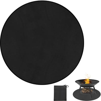 Rond vuurvast mat voor vuurkorf, waterdicht, bescherming tegen vuur en hitte, zwart, 61 x 61 cm