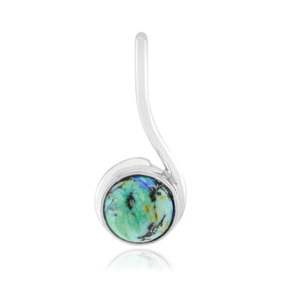 Cavill - Zilveren Hanger 925 Sterling Zilver met Azuriet 3,57 ct - Geplatineerd - Ronde 10 mm Cabochon - Modern Design - Luxe Sieraad