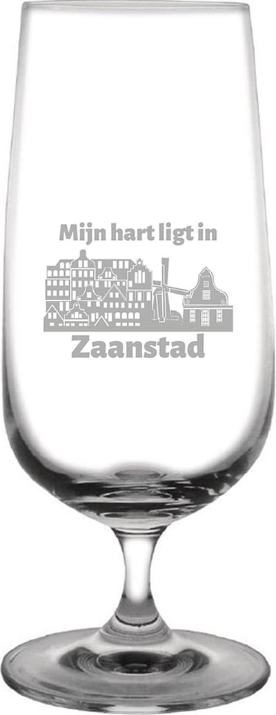 Gegraveerde bierglas op voet 41cl Zaanstad