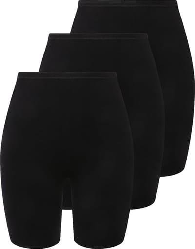 Ulla Popken - Dames - Pantybroekje set van 3 bovenbeenbescherming - Zwart - Maat 66+