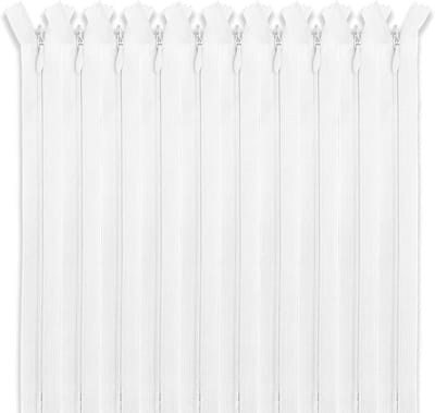 Onzichtbare ritsen 45 cm - nylon wit en zwart - metalen sluiting - ideaal voor naaien en knutselen - ShopVlot