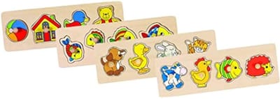 Houten Puzzels - Inlegpuzzels - Kind Ontwikkeling - Inclusief Display - 30cm - Gemengd