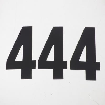 Lot trois stickers autocollant numéro course noir chiffre quatre 4 15x7.5cm pour moto scooter quad neuf