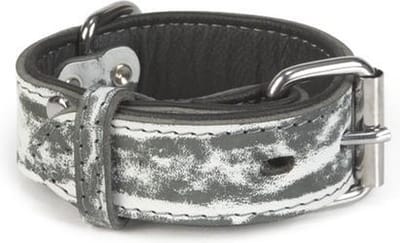 Leren halsband Safari, zwart.