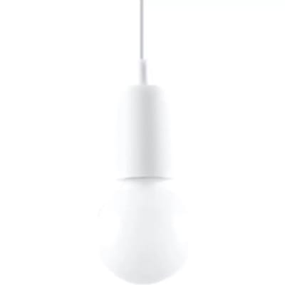 Hanglamp DIEGO 1 - Sollux Lighting - IP20 - Wit pvc behuizing - 9 x 9 x 90 cm - 1xE27 LED, exclusief lichtbron - Max. 15 W - Moderne hanglamp voor kinderkamer, woonkamer en slaapkamer
