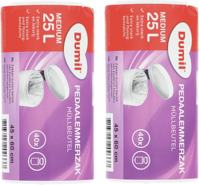 Dumil Pedaalemmerzakken 25L – 80 Stuks – Extra Sterk & Lekvrij – Afvalzakken voor Kleine Prullenbakken