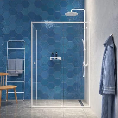 Sealskin - Douchedeur + Zijwand Contour 120 X 200cm - Wit Profiel - 6 Mm Helder Glas
