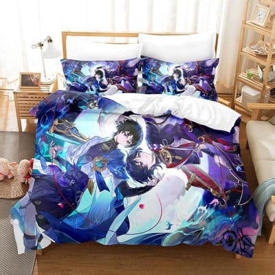Anime Game Genshin Impact Scaramouche Beddengoed Collectie Cartoon Anime DrieDelige Set Volwassene Kind Slaapkamer Dekbedovertrek Collecties Huis Textiel EU Twin 135x200cm