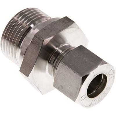 G 3/4'' Buitendraad x 12L RVS Rechte Knelfitting 315 Bar DIN 2353 - FL2S-MO-ST-034G-12-L