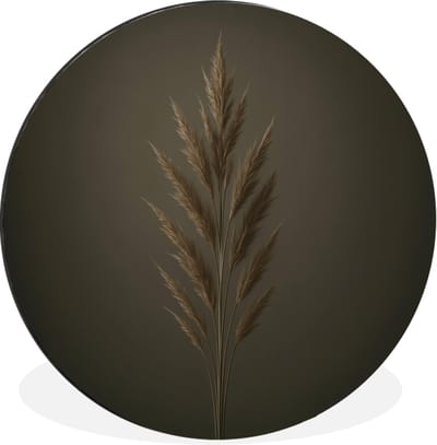 WallCircle - Wandcirkel - Muurcirkel - Tak - Pluimgras - Donkerbruin - Aluminium - Dibond - 30x30 cm - Binnen en Buiten