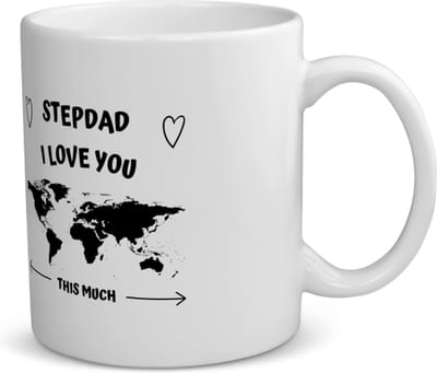 Akyol - stepdad i love you this much koffiemok - theemok - Vader - geweldige stiefvader - liefste stiefvader - verjaardag - cadeau - kado - bedankje - geschenk - 350 ML inhoud