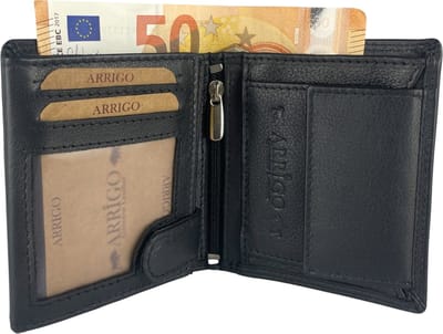 Zwarte Heren Portemonnee - Klein - Jongens Portemonnee - Lederen Portefeuille Heren - Anti Skim - Billfold