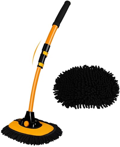 Allecto - Car Wash Brush - Telescopische Auto Reinigingsborstel - 90° Draaibaar - Microvezel Mop - Ideaal voor Caravan en Camper - Efficiënt Schoon...