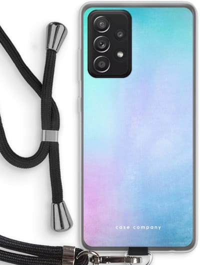 Hoesje met koord geschikt voor Samsung Galaxy A52 hoesje met Koord - Mist pastel - Telefoonhoesje met Zwart Koord - Bescherming aan alle Kanten en Over de Schermrand