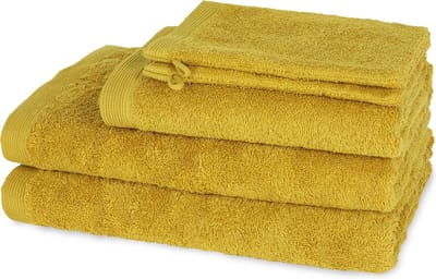 Casilin Handdoeken Set - Como - 2 douchelakens (70x140cm) + 1 handdoek (50 x 100cm) + 2 washandjes - Musterd