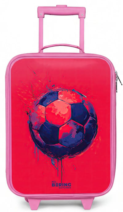 NoBoringSuitcases.com® - Kinderkoffer roze - Kindertrolley meisje - Voetbal - Verf - Blauw - Rood - Koffer kind lichtgewicht - Reiskoffer trolley voor kinderen - Koffertje met lichtgevende wieltjes - Rolkoffer