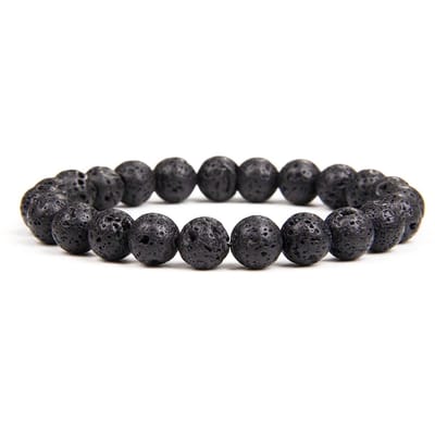 Bixorp Gems Lavasteen Edelstenen Armband - Gepolijste Edelsteen Kralenarmband 8mm / 22cm