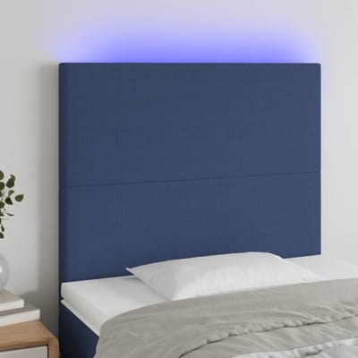 vidaXL - Hoofdbord - LED - 90x5x118/128 - cm - stof - blauw