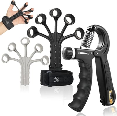 Verstelbare Handtrainer en Vingertrainer Set voor Gripkracht en Onderarmtraining