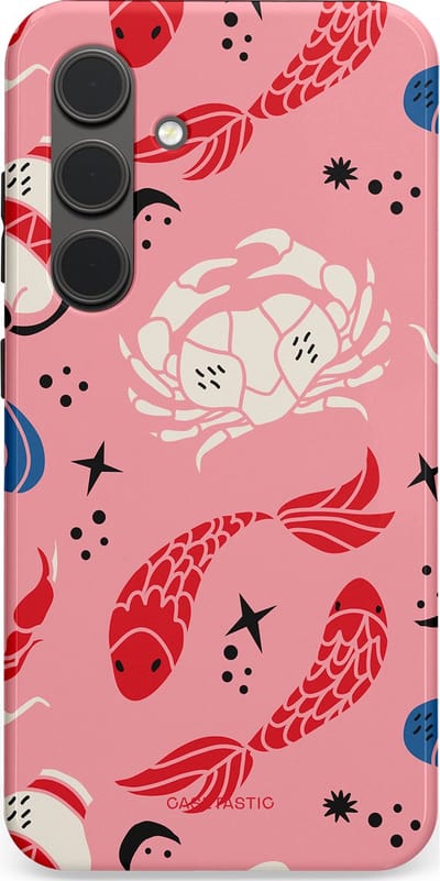 Casetastic hoesje geschikt voor Samsung Galaxy S24 - Dubbellaagse bescherming - Zodiac in kleur - Fashion Case - Lichtroze Koraal Perzik