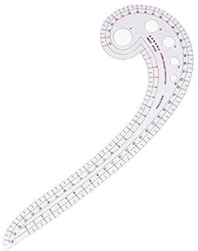 Dailygoods- Gebogen Liniaal 42 cm - Franse Metrische Naailiniaal - Patronenontwerp - Kledingontwerp - Duurzaam Kunststof - Inclusief PVC-Zak - Patroonliniaal