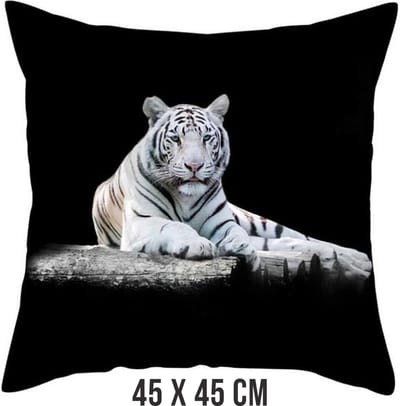 Allernieuwste® Kussen Witte Tijger - Kussenhoes polyester peach skin Perzikhuid - Tijger Kussenovertrek - Kleur 45 x 45 cm