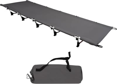 Veldbed Inklapbaar - Campingbed Logeerbed - Outdoor Kamperen - Ultralicht Met Tas - 190 x 65 cm - Grijs