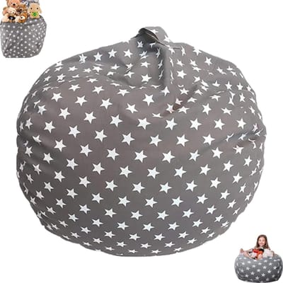 Opbergtas voor knuffels, opbergtas voor kinderen, pluche poef met rits, slaapzak, oplaadbare zitzak, voor het organiseren van speelgoed en kleding (61 cm)