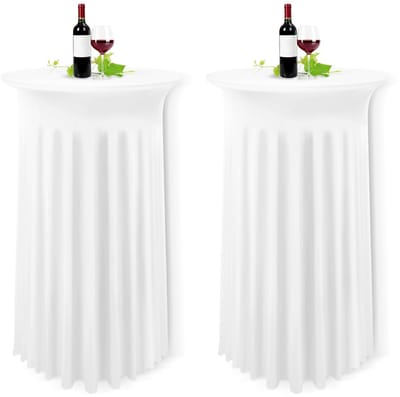 Dailygoods- Statafelhoes Ronde Cocktailtafelrok 80 x 110 cm - Set van 2 - Hoogwaardige Stretchstof - Rock-Design - Elastische Spandex - Elegant Lotusbladdesign - Tafelkleed