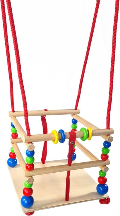 Houten Schommel voor Baby en Peuter met Touwen en Ringen - Handgemaakt