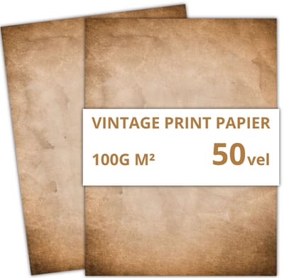 Vintage A4 Papier – 50 vellen – 100 g/m² – Printpapier/Briefpapier - Beschrijfbaar & Printbaar