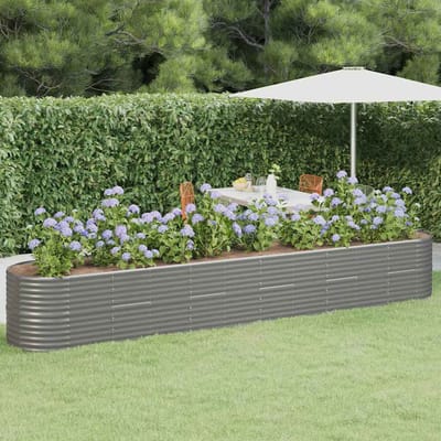 vidaXL - Plantenbak - 440x80x68 - cm - gegalvaniseerd - staal - grijs