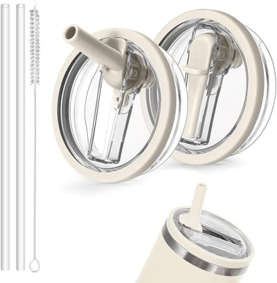 Verwijderbaar vervangdeksel voor 100 ml bekers, lekvrij en stofdicht met 2 rietjes, ideaal voor dagelijks gebruik en outdoor activiteiten