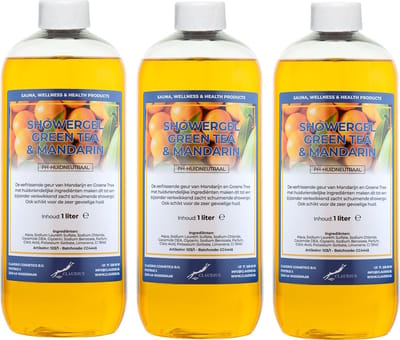 Claudius Douchegel Green Tea & Mandarin 1 liter - set van 3 stuks - Showergel