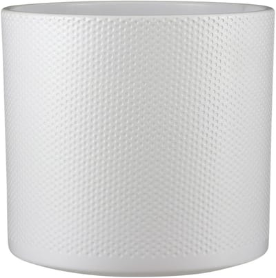 Mica Decorations Bloempot - wit - relief - keramiek - D26 x H28 cm - plantenpotten binnen