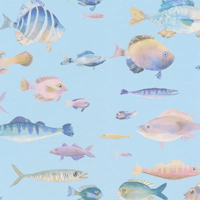 Kinderbehang Profhome 396962-GU vliesbehang hardvinyl warmdruk in reliëf licht gestructureerd met dieren patroon mat blauw roze groen roze 5,33 m2