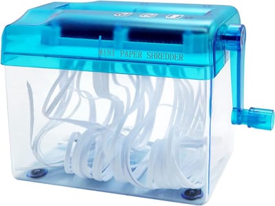 Handmatige papierversnipperaar - Draagbare mini-papierversnipperaars voor thuisgebruik - A6-papieren documenten Handgemaakt snijgereedschap - Kleine papierversnipperaar Kantoor Thuis School Bureau Kantoorbenodigdheden Blauw - Transparant