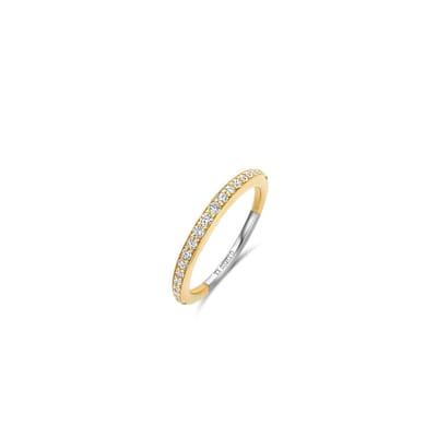 TI SENTO Dames Ring - 925 zilver - Zirkonia met geel verguld - Maat 17.75 mm / maat 56 - 12317ZY