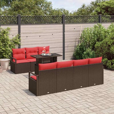 vidaXL - Tuinbank - Set - 8 - st - 7-Aantal - zitplaatsen - Bruin - en - Rood