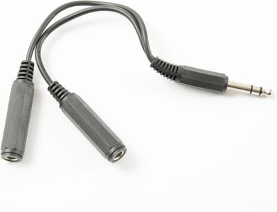 Transmedia 6,35mm Jack (m) - 2x 6,35mm Jack (v) stereo audio splitter kabel - 0,20 meter