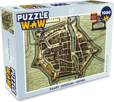Puzzel Kaart - Dokkum - Antiek - Legpuzzel - Puzzel 1000 stukjes volwassenen