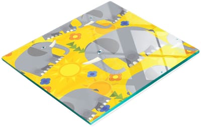 Duurzame en stijlvolle snijplank van gehard glas met olifantenpatroon, 60x52 cm