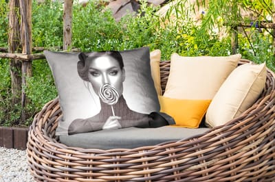 Buitenkussens - Vrouw - Lolly - Zwart - 60x40 cm - Weerbestendig