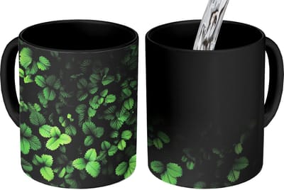 Magische Mok - Foto op Warmte Mokken - Koffiemok - Groen - Bladeren - Kartel - Zonlicht - Magic Mok - Beker - 350 ML - Theemok