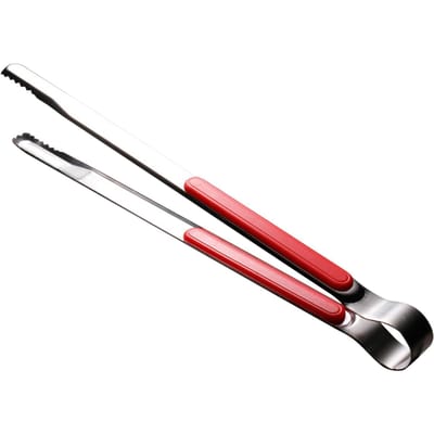 Keuken Kooktang RVS Makkelijk Schoon te Maken Tanden Mond Steak Klem voor BBQ Eten 25,5cm Rood