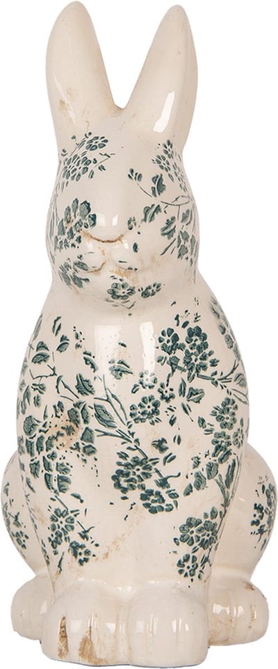 Clayre & Eef Decoratie Beeld Konijn 16x12x28 cm Beige Keramiek
