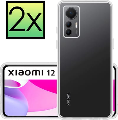 Hoesje - 2 Stuks - Geschikt voor Xiaomi 12 Lite - Sterk & Shockproof - Case Siliconen - Back Cover - Telefoon Hoes - Transparant