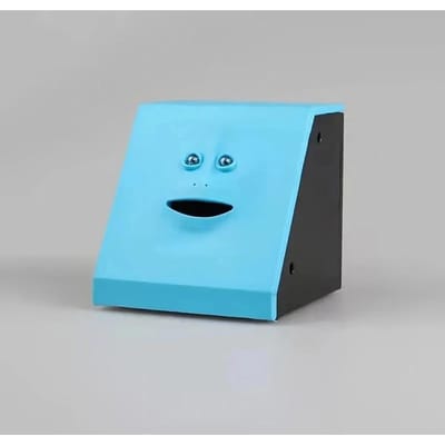Plastic Gezicht Bank Menselijk Gezicht Slimme Sensor Spaarpot Elektrische Munt Kan Geld Eten Gezicht Spaarpot Munten Bewaren blue
