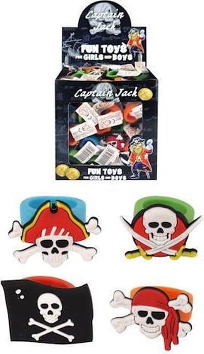 156 Stuks - Piraten Kinderringen - In Traktatiebox - Piraat Ring - Uitdeelcadeautjes - Traktatie voor kinderen - Piratenfeest